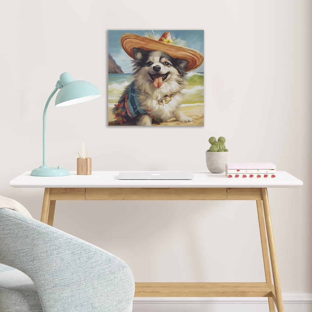 Chihuahua Canvas Wall Art - Blue