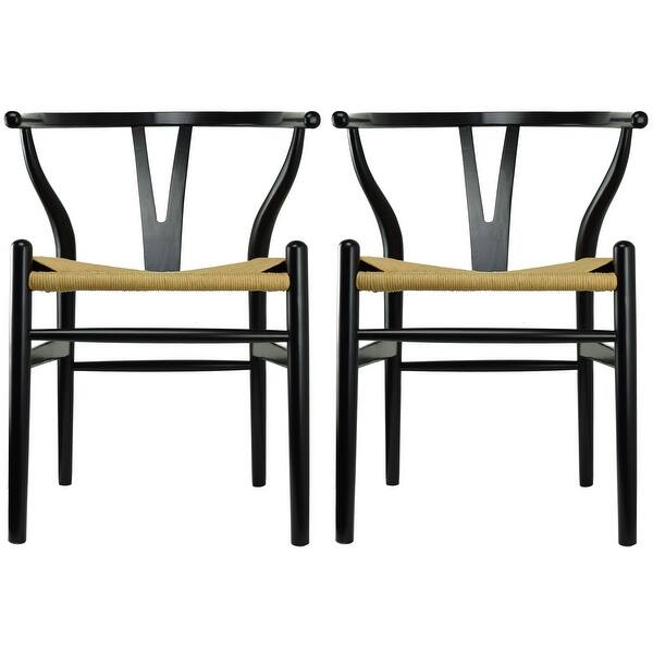 Shop 2xhome Set Of 2 White Modern Wood Dining Chair With Y Back Arm Armchair Hemp Seat For Home Restaurant Office On Sale Overstock 18506230