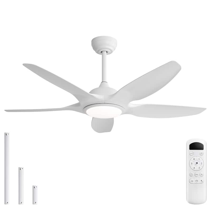Sofucor 48 Inch Propeller Ceiling Fan with Light and Remote,Dimmable Memory LED - Quiet DC Motor,6 Speeds 5500CFM High Velocity - White