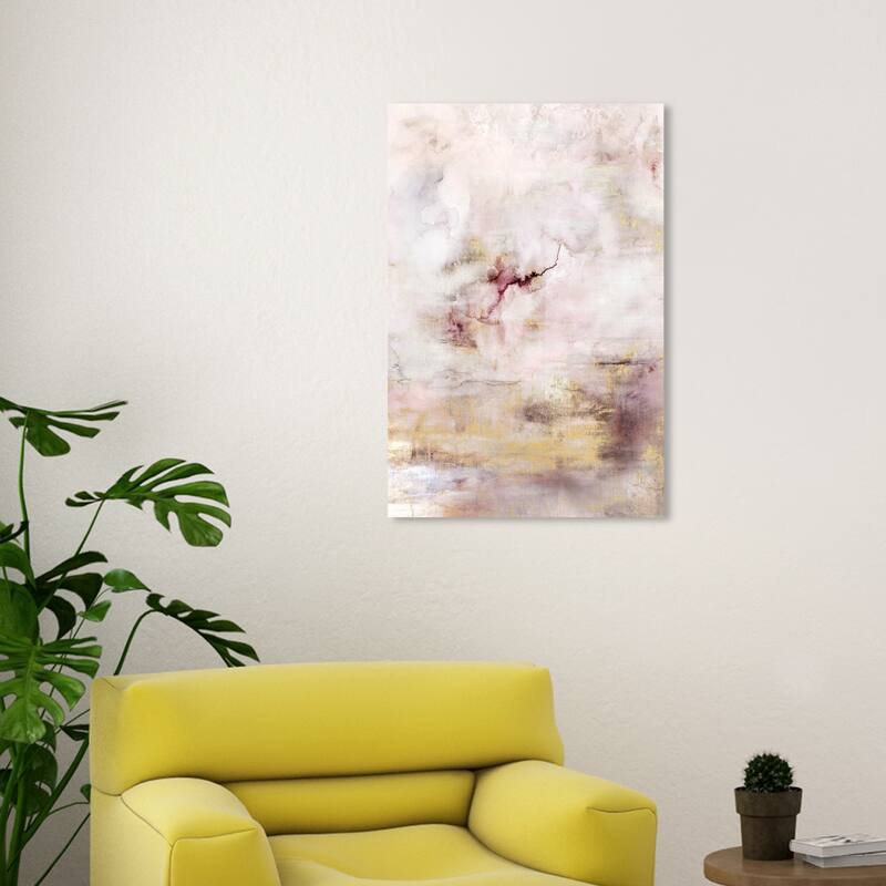 Wynwood Studio Canvas Abstract Gentle Golden Storm White and Modern & Contemporary Wall Art Canvas Print - 30 x 20