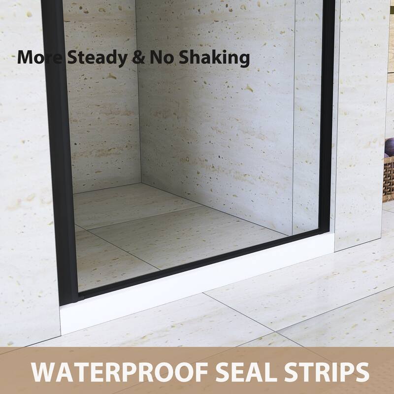 Pivot Semi-Frameless Shower Door in Matte Black Finish