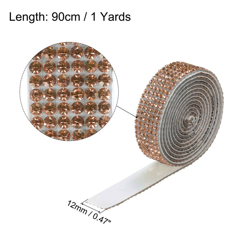 3 Roll 1 Yard 12mm Self Adhesive Crystal Ribbon - Champagne