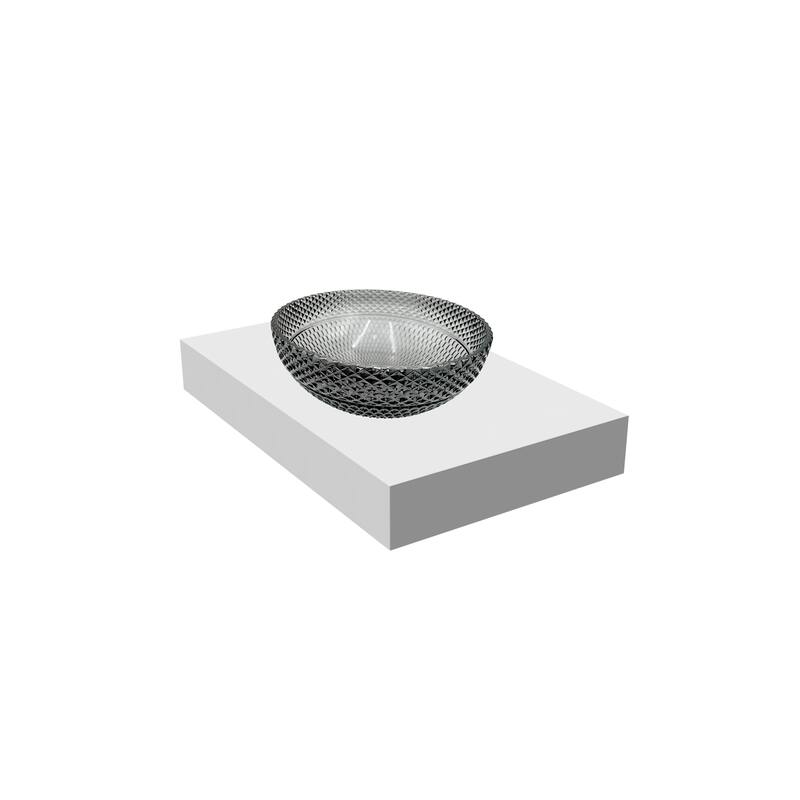 CastelloUSA 16" Round Decorative Black Crystal Sink With Base