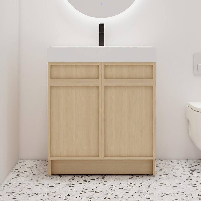 Malwee 30"/36"/48"/60" Bathroom Vanity with Sink, FreeStanding Vanity with Soft Close Doors and adjustable shelf - 30"×19"