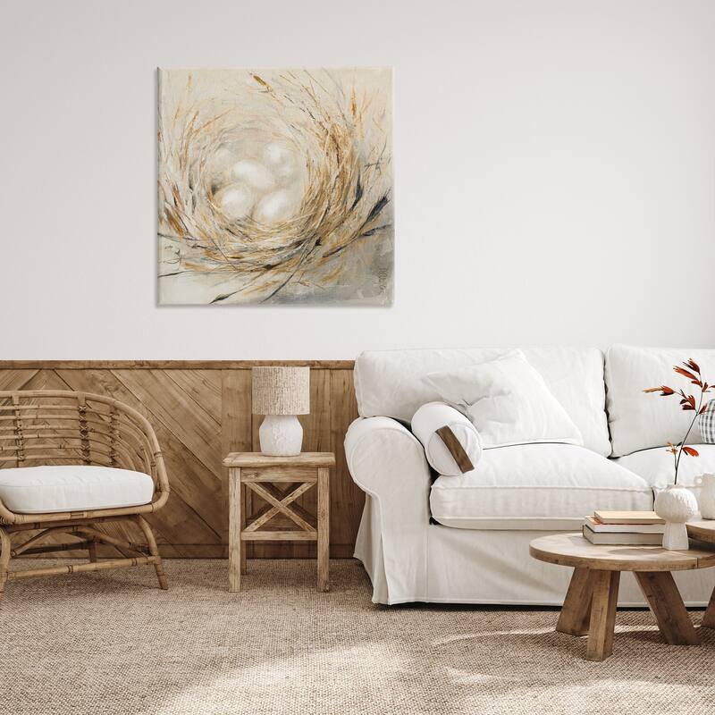 Stupell Abstract Baby Bird Egg Nest Countryside Animals Canvas Wall Art - Multi-Color