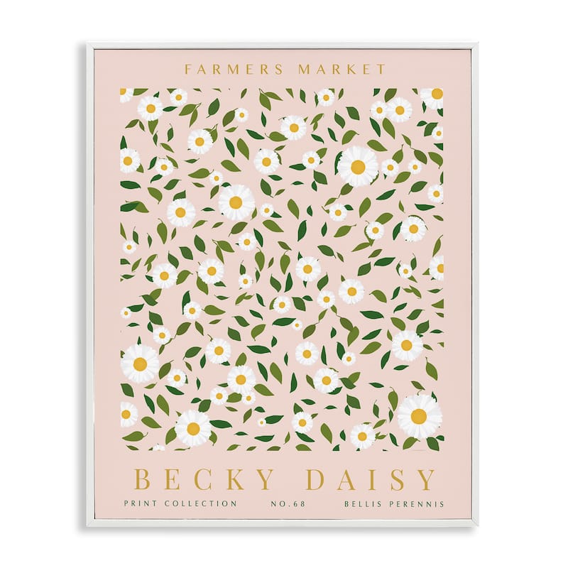 Stupell Minimal Pastel Daisies Framed Giclee Art Design By Kamdon Kreations - 16 x 20 - White