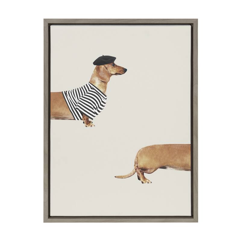 Kate and Laurel Sylvie Long Dog Framed Canvas by July Art Prints