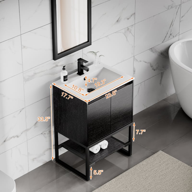Bathroom Vanity Set Under-mount Ceramic Sink Combo Free Standing