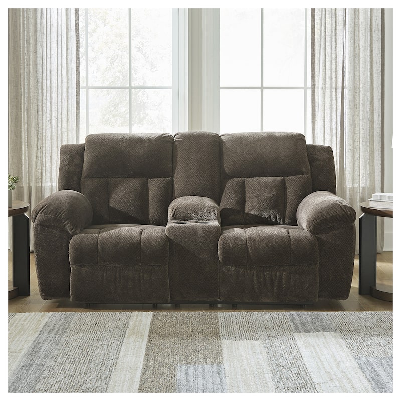 Signature Design by Ashley Frohn Double Reclining Loveseat with Console - 80"W x 40"D x 42"H
