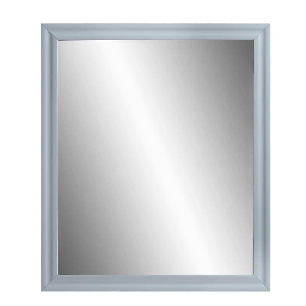 Tyra 39 Inch Wall Mirror, Rectangular Wood Frame, Gray - Grey