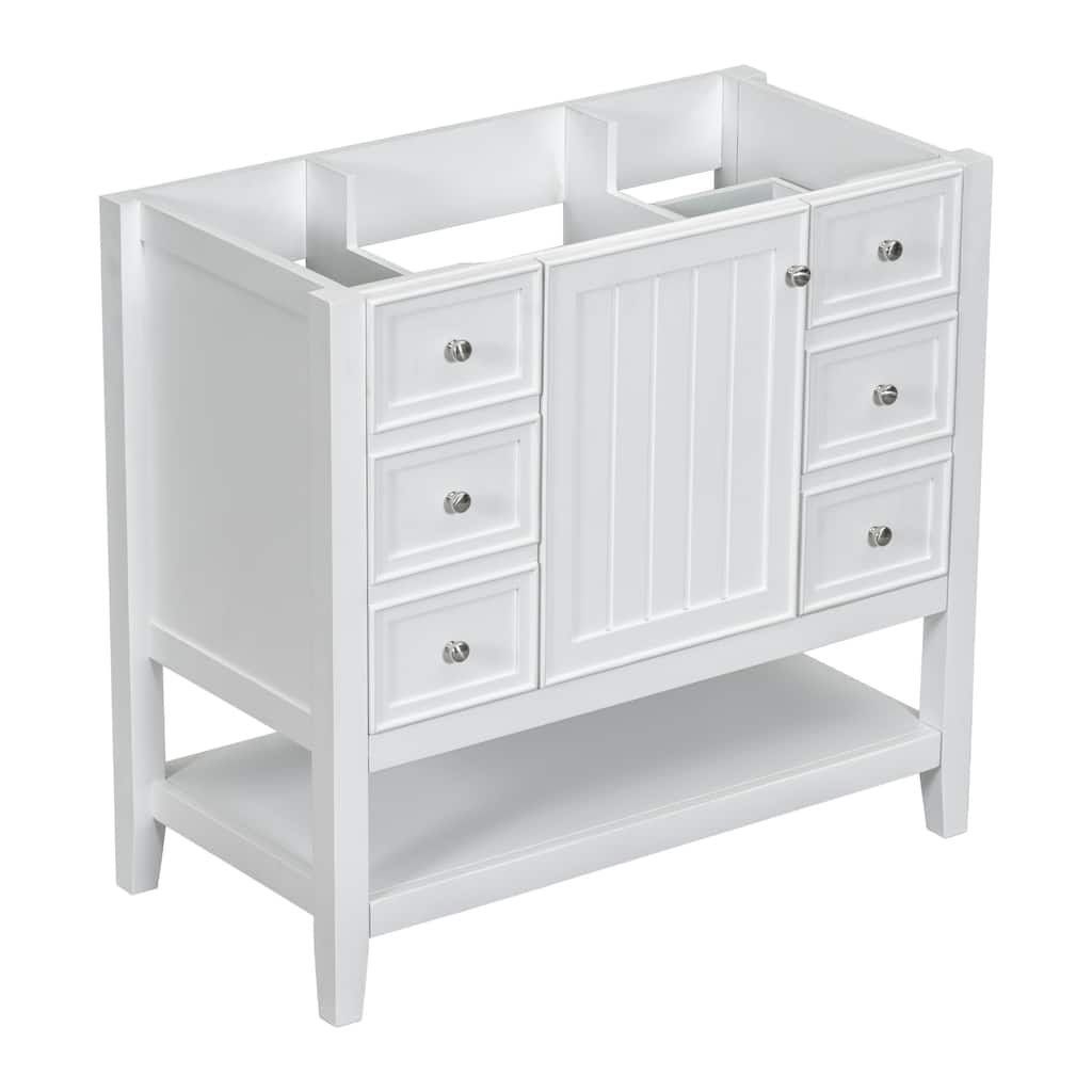 (Base Only) 36" Bathroom Vanity without Sink, 1 Cabinet and three Drawers