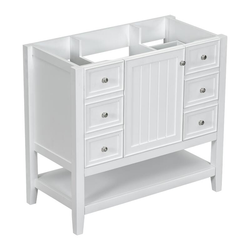 36" Bathroom Vanity without Sink, Cabinet Base Only, One Cabinet and three Drawers