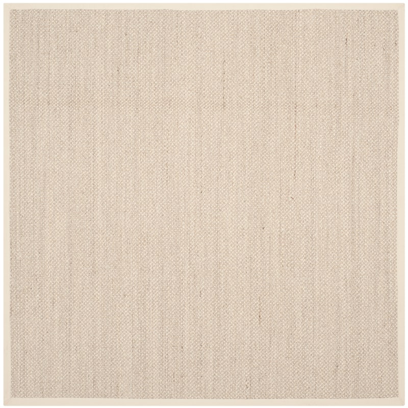 SAFAVIEH Natural Fiber Pacific Casual Border Sisal Rug - 8' x 8' Square - Marble/Beige