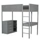 preview thumbnail 21 of 46, Teddy Fleece Twin Size Loft Bed Wood Bed w/ Storage Shelves, Drawers & Desk