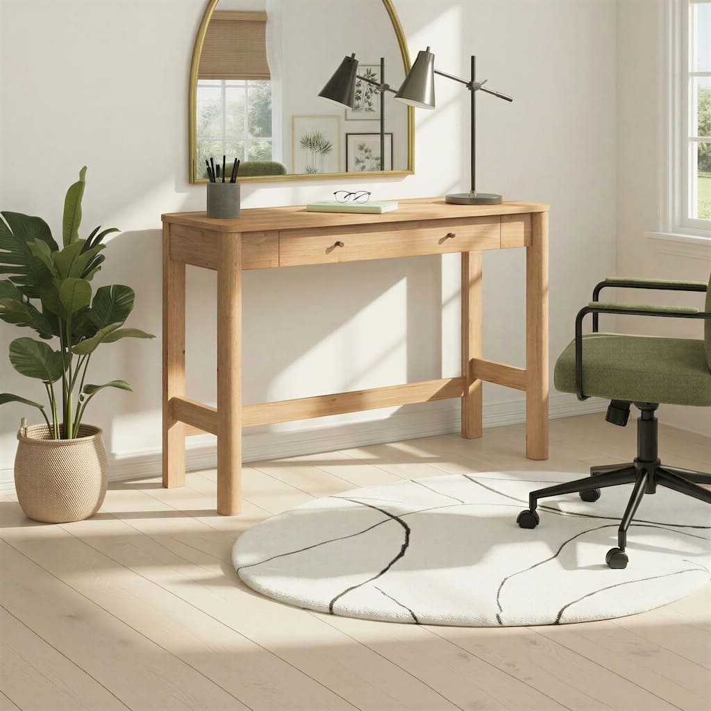 Walker Edison Modern Writing Desk with Drawer Storage