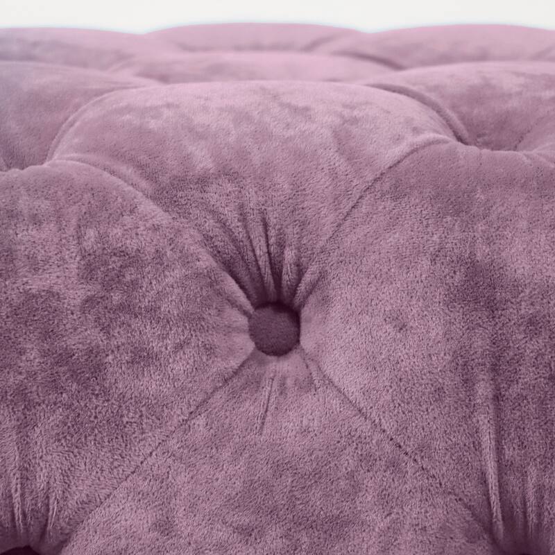 Modern Velvet Upholstered Square Tufted Ottoman by GDFStudio