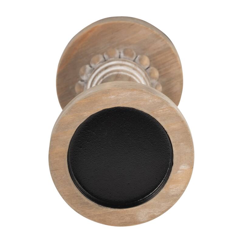 Sagebrook Home Artisanal Wood Pillar Candle Holders