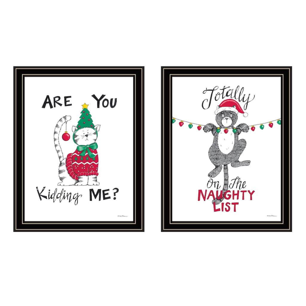 2-Piece Framed Wall Art Set - Humorous "Are You Kidding ME?", Black Frame