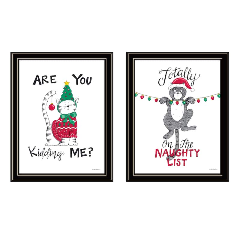 2-Piece Framed Wall Art Set - Humorous "Are You Kidding ME?", Black Frame
