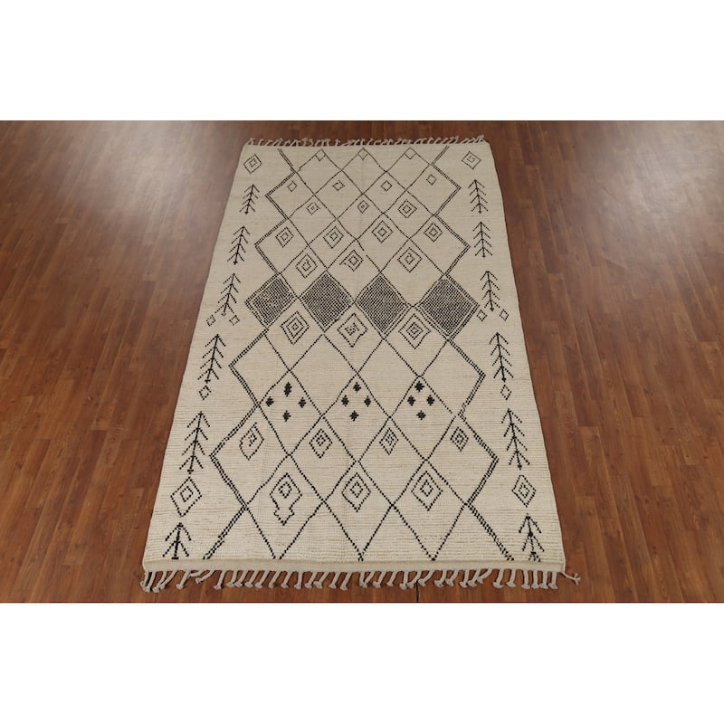 Trellis Moroccan Oriental Area Rug Handmade Wool Carpet - 5'6"x 9'8"