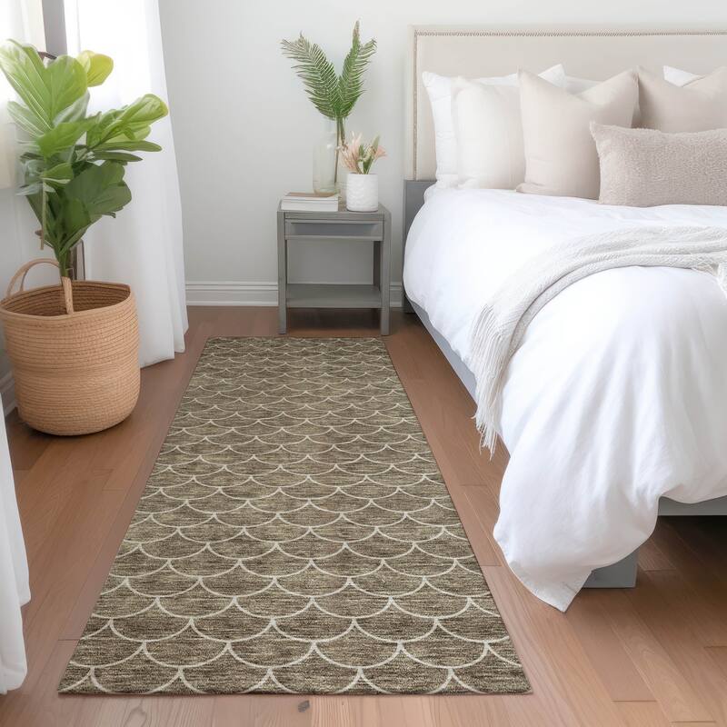 Premium Washable Super Soft Geo Scallops Mayfield Rug - Brown - 2'3" x 7'6"