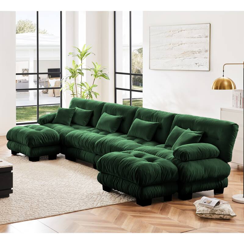 4-Seater U-Shaped Free Combination Modular Sofa with 2 Ottomans