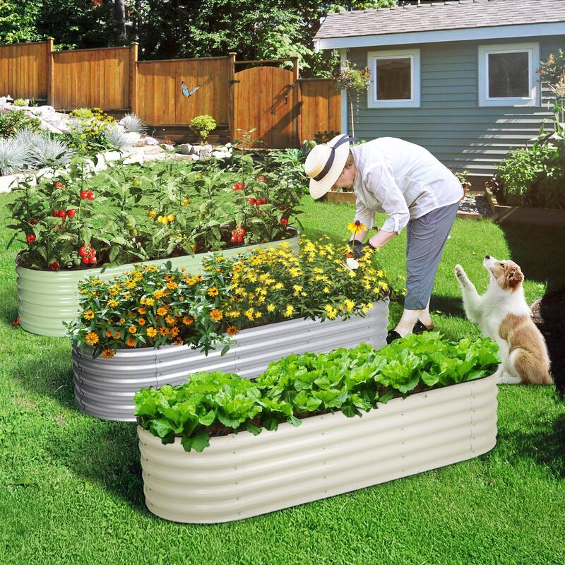 Aoodor 6-in-1 Modular Aluzinc Metal Raised Garden Bed (88.6''L x 27.5''W x 17''H)