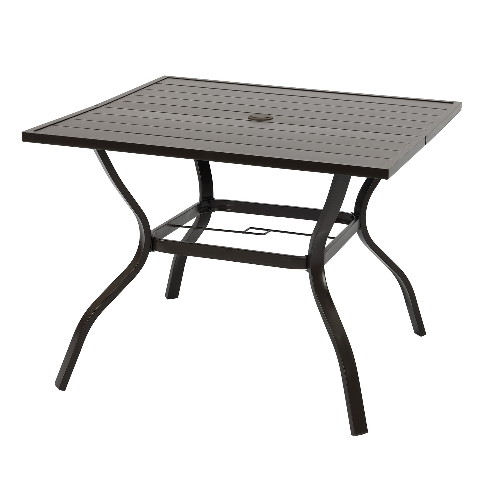 Aoodor Patio Metal Dining Table with Adjustable Umbrella Hole