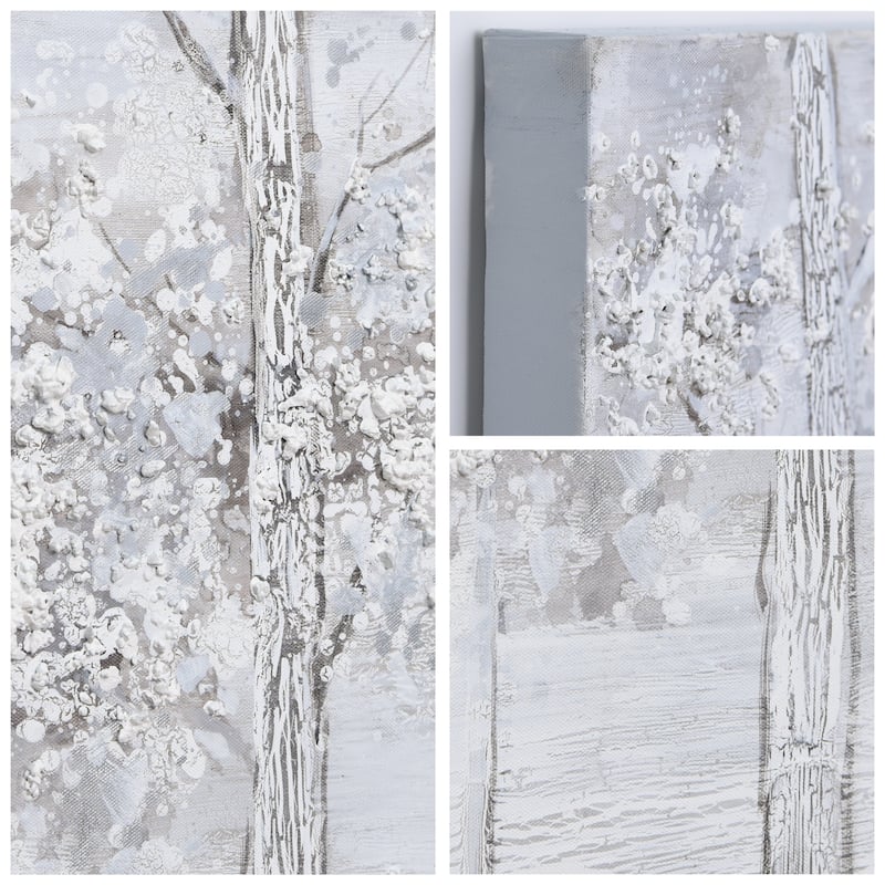 Silver Winter Textured Metallic Hand Painted Wall Art by Martin Edwards