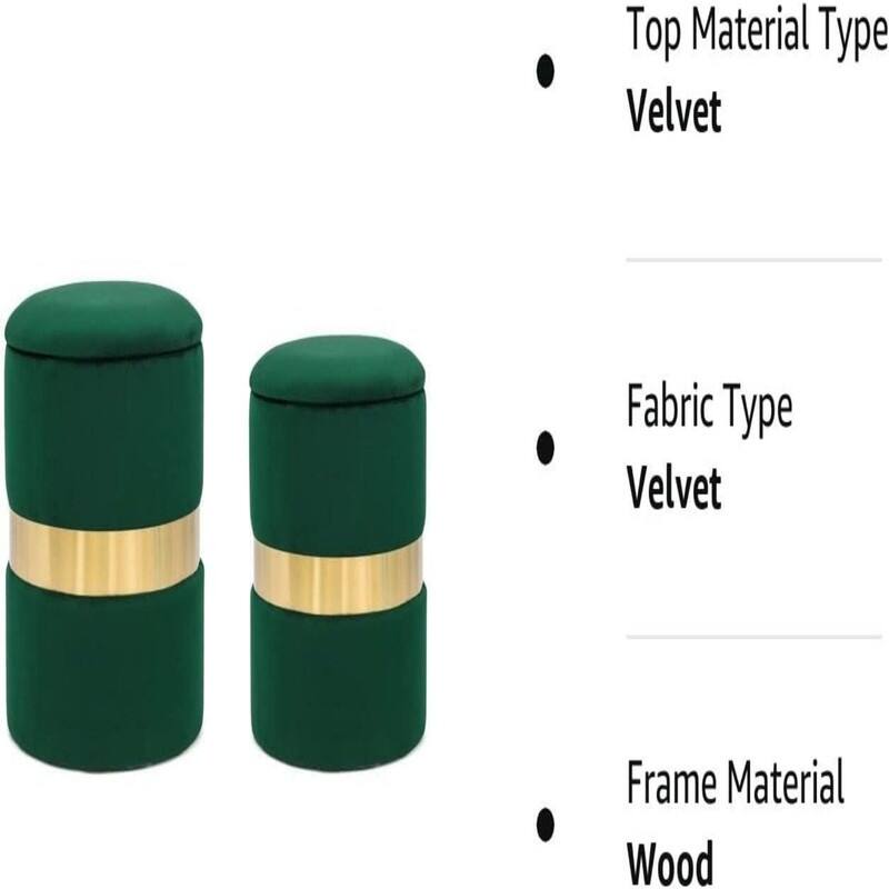 Round Velvet Storage Ottoman Set of 2