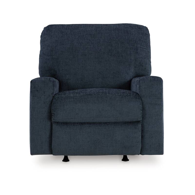 Avie Rocker Recliner Chair with Gentle Motion, Navy Blue Polyester