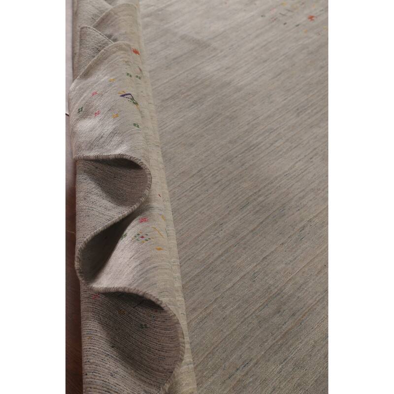 Beige Gabbeh Indian Area Rug Handmade Wool Carpet - 8'3"x 9'8"