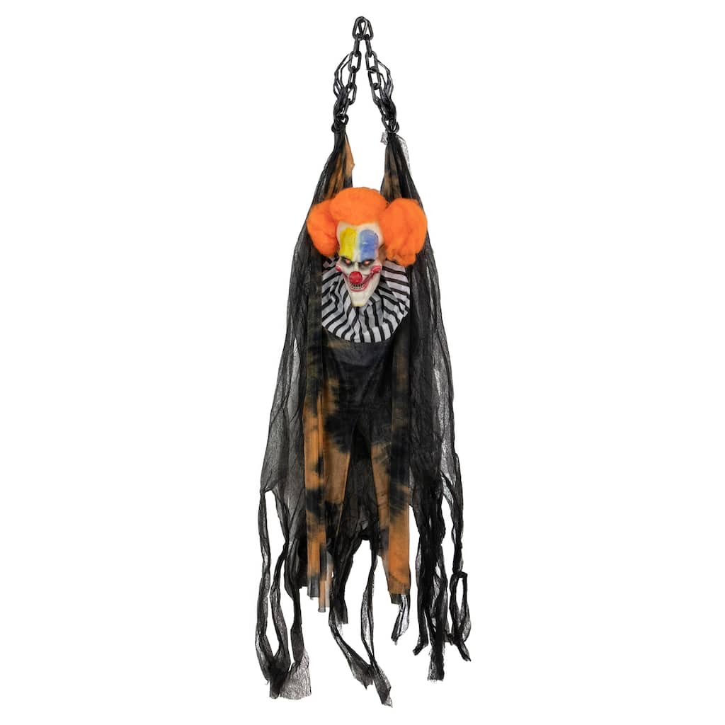 46" Animated Clown with LED Eyes Hanging Halloween Decoration