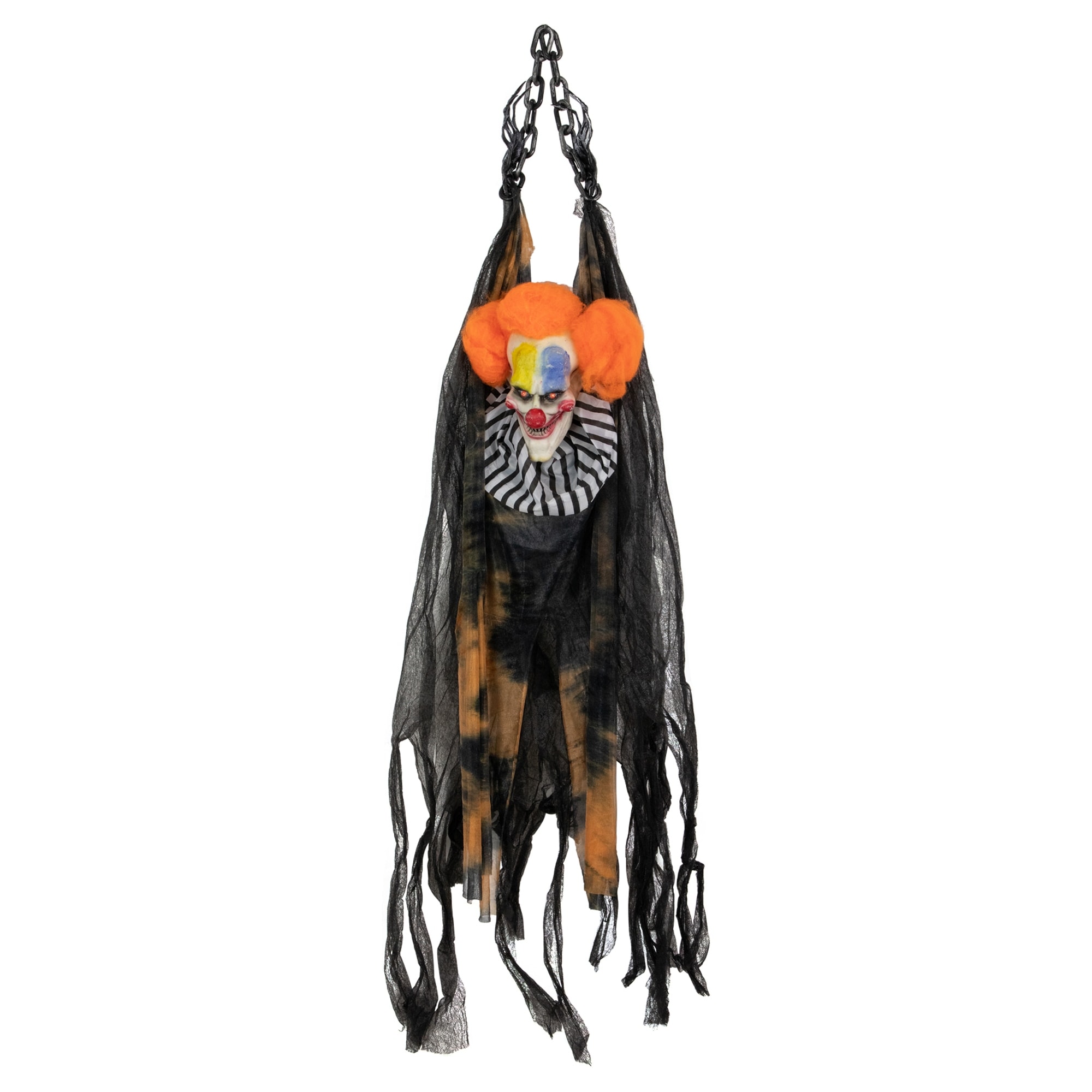 46" Animated Clown with LED Eyes Hanging Halloween Decoration