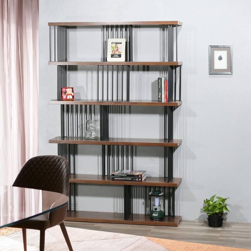 DAVEE Modern & Contemporary Antique Wood 5-tier Bookcase - 72.64*47.24*11.81 inches