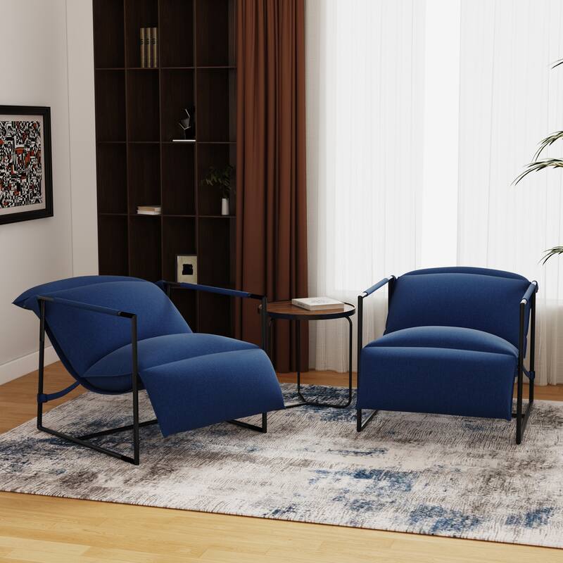 Metal Framed Sling Fabric Accent Chair Set of 2
