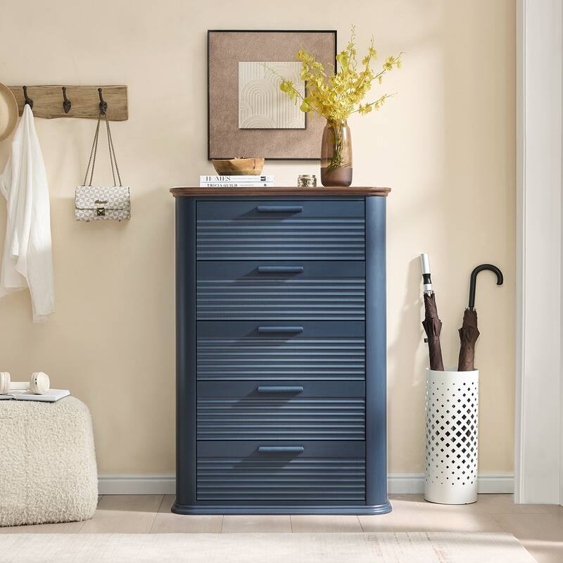 Fluted Curved Dresser with Drawers for Bedroom, Chest of Drawers Closet Storage Organizer