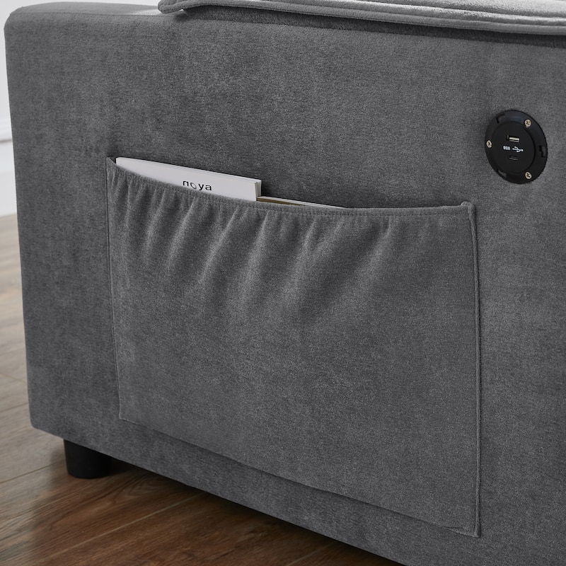 3-in-1 Convertible Sleeper Sofa with Pull-Out Bed, Loveseat Sofa Bed with 3-Level Adjustable Backrest