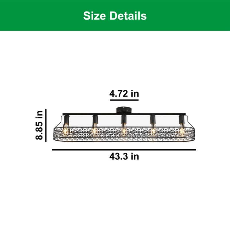 5 Light kitchen light fixtures black mount flush light iron ceiling light - N/A