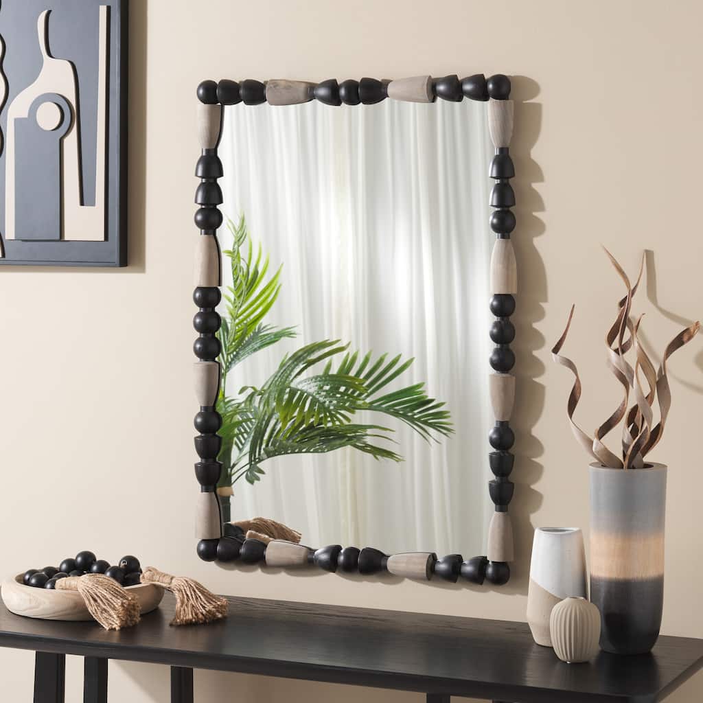 SAFAVIEH Home Gabbhi 24 x 36-inch Vertical Rectangle Grey/Black Mirror - Black/Grey - 24.8"W x 1.6"D x 36"H