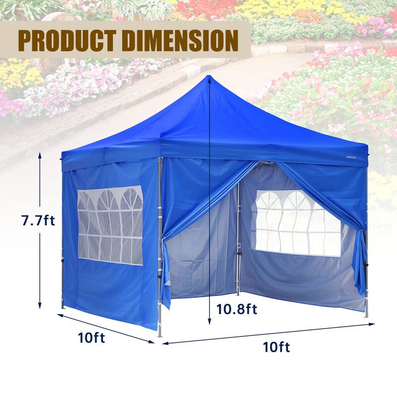 Ainfox 10x10 Ft Outdoor Pop-up Canopy Tent with Removable Sidewalls