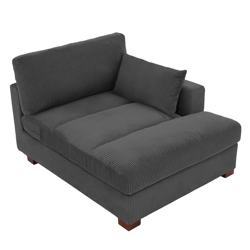 Oversize Corduroy Chaise Lounge Modular Sectional Sofa with Pillow