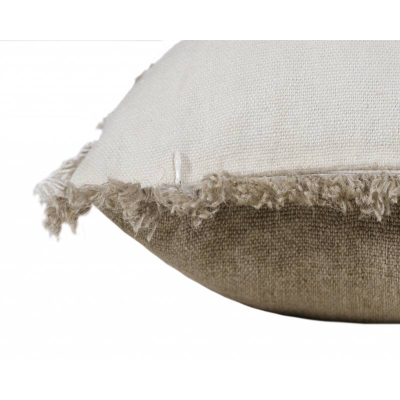 HomeRoots 20" X 20" Tan And Ivory Linen Zippered Pillow