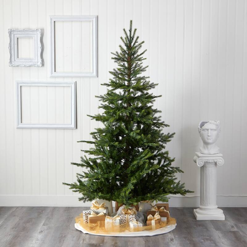 7ft. Spruce Artificial Christmas Tree with 931 Branches - Classic Full-Bodied Seasonal Holiday X-Mas Display