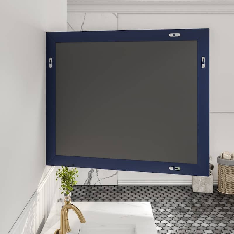Eviva Acclaim 36" x 30" Rectangular Blue Wooden Framed Mirror - 36X30