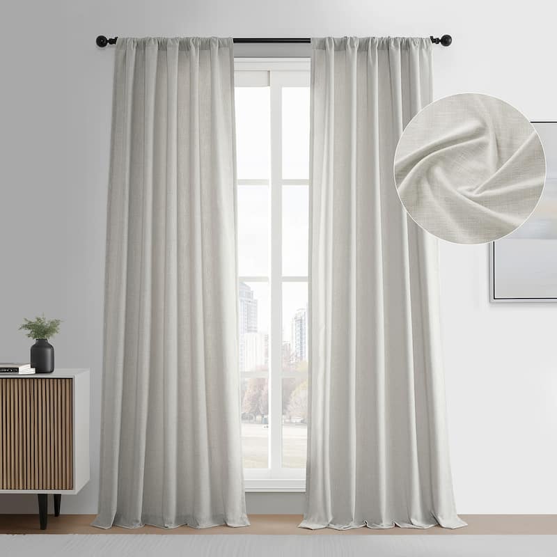 Exclusive Fabrics Simply Faux Linen Curtains - 2 Panels - Light Filtering Window Curtains - 50 X 120 - Light Sand