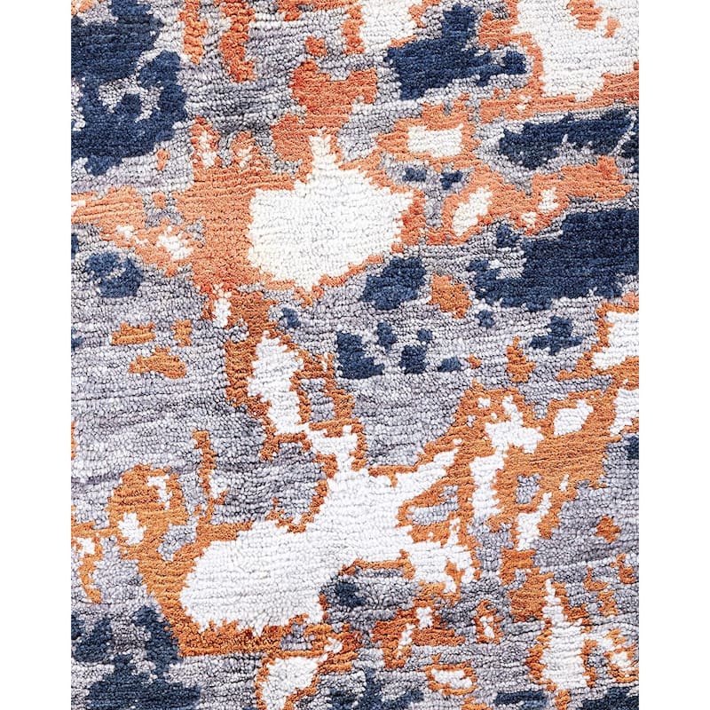Modern One-of-a-Kind Hand-Knotted Area Rug, Blue - 8' 1" x 10' 1"