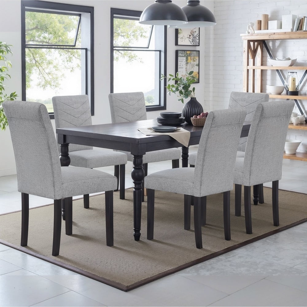 Javlergo 2/4/6 Piece Upholstered Dining Chairs Set with High Back and Wooden Legs Fabric Parson Chairs for Kitchen Living Room