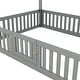 preview thumbnail 4 of 3, Full Size Wood House Bed with Fence and Door
