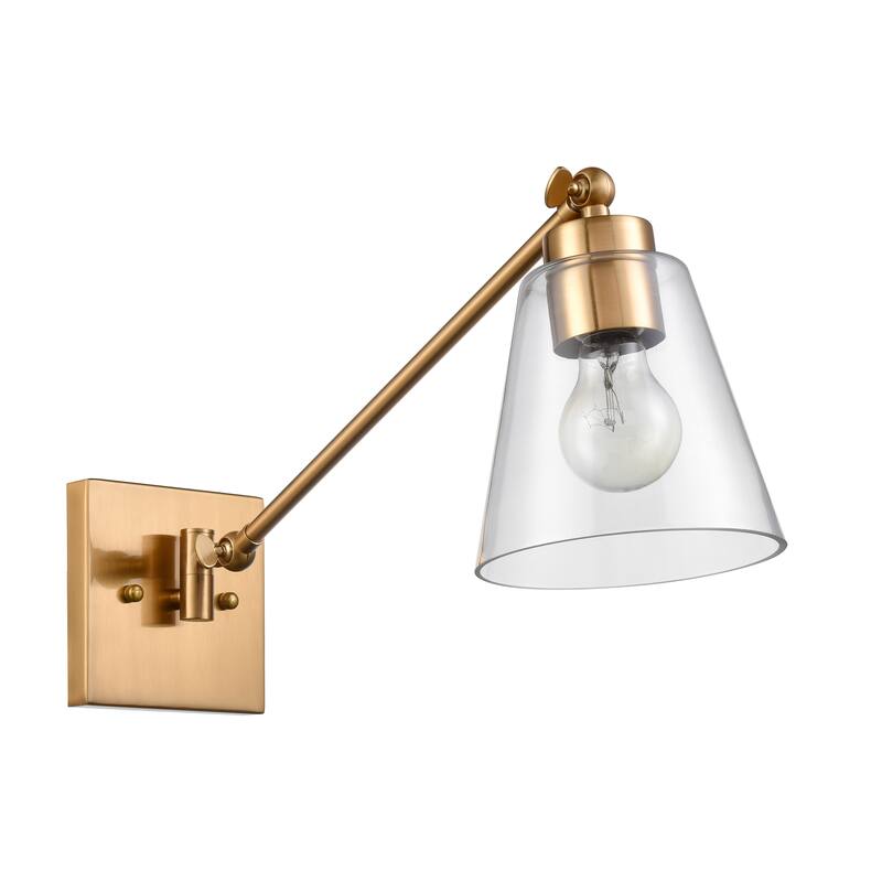 Elk Home East Point Satin Brass With Clear Glass Shade Sconce